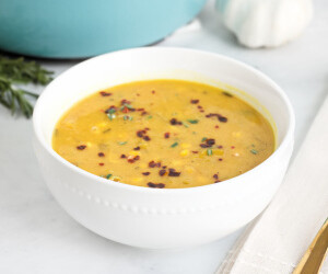 Chickpea, Butternut Squash and Corn Soup 