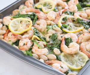 Garlic Shrimp and White Bean Sheet Pan Dinner