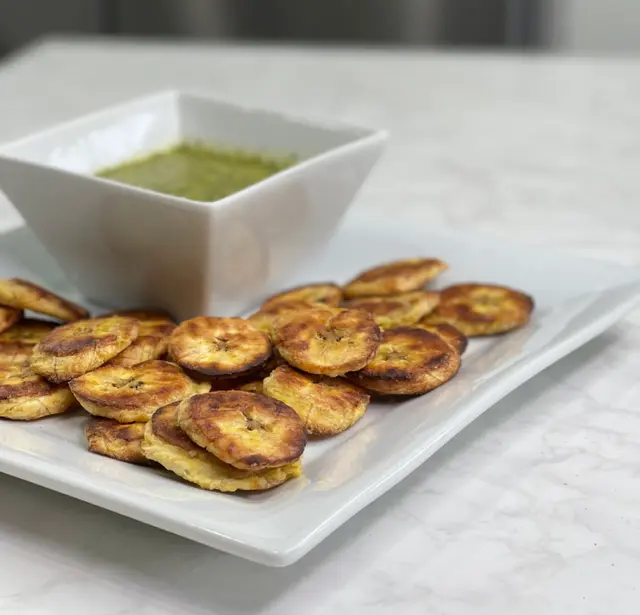 Baked Plantains with Mojo Verde